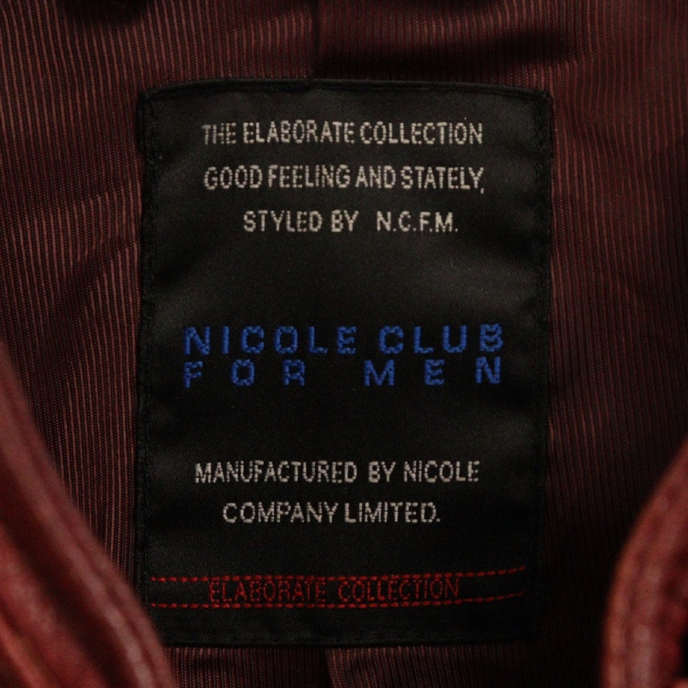 NICOLE CLUB FOR MEN(ニコルクラブフォーメン) ジップアップ シングルライダース レザージャケット レッド 4464-3700