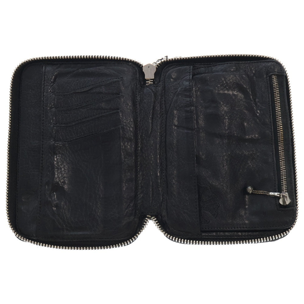 CHROME HEARTS(クロムハーツ) BANK ROBBER バンクローバー セメタリーパッチラウンドジップ レザーウォレット 財布 ブラック
