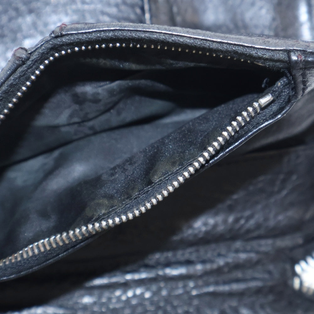 CHROME HEARTS(クロムハーツ) BANK ROBBER バンクローバー セメタリーパッチラウンドジップ レザーウォレット 財布 ブラック