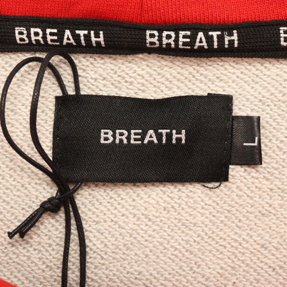 BREATH(ブレス) 23AW TWO TONE EMBROIDERY HOODIE ツートーンエンブロイダリーフーディー プルオーバーパーカー レッド BR23A-C5003