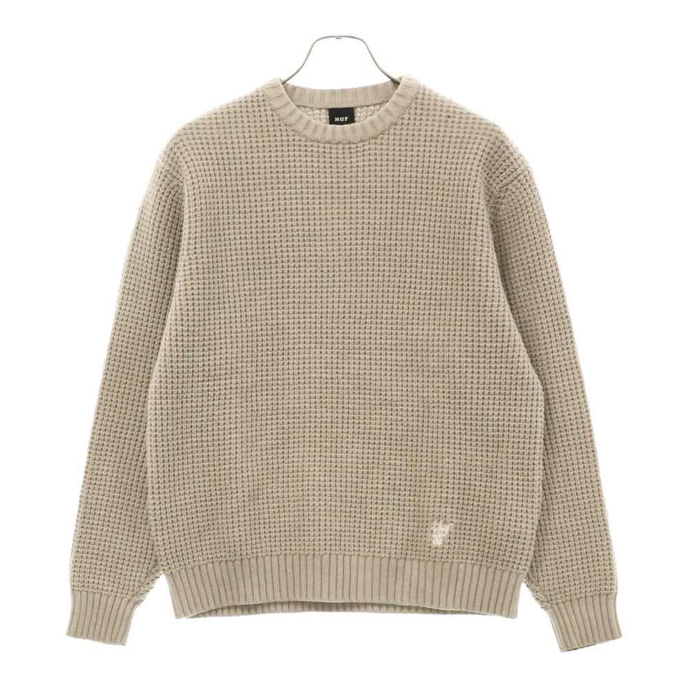 HUF(ハフ) FILMORE WAFFLE KNIT SWEATER クルーネック ワッフル ニットセーター ベージュ