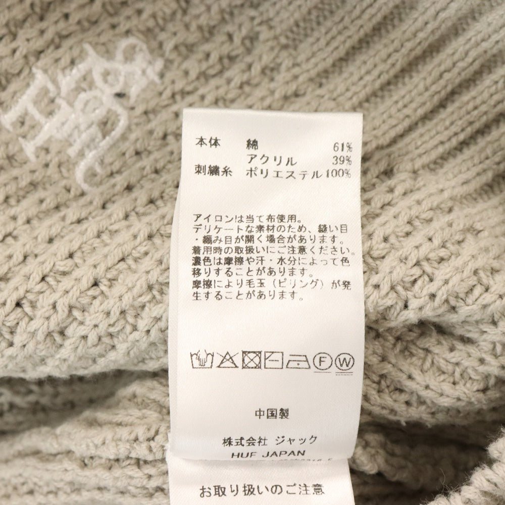 HUF(ハフ) FILMORE WAFFLE KNIT SWEATER クルーネック ワッフル ニットセーター ベージュ