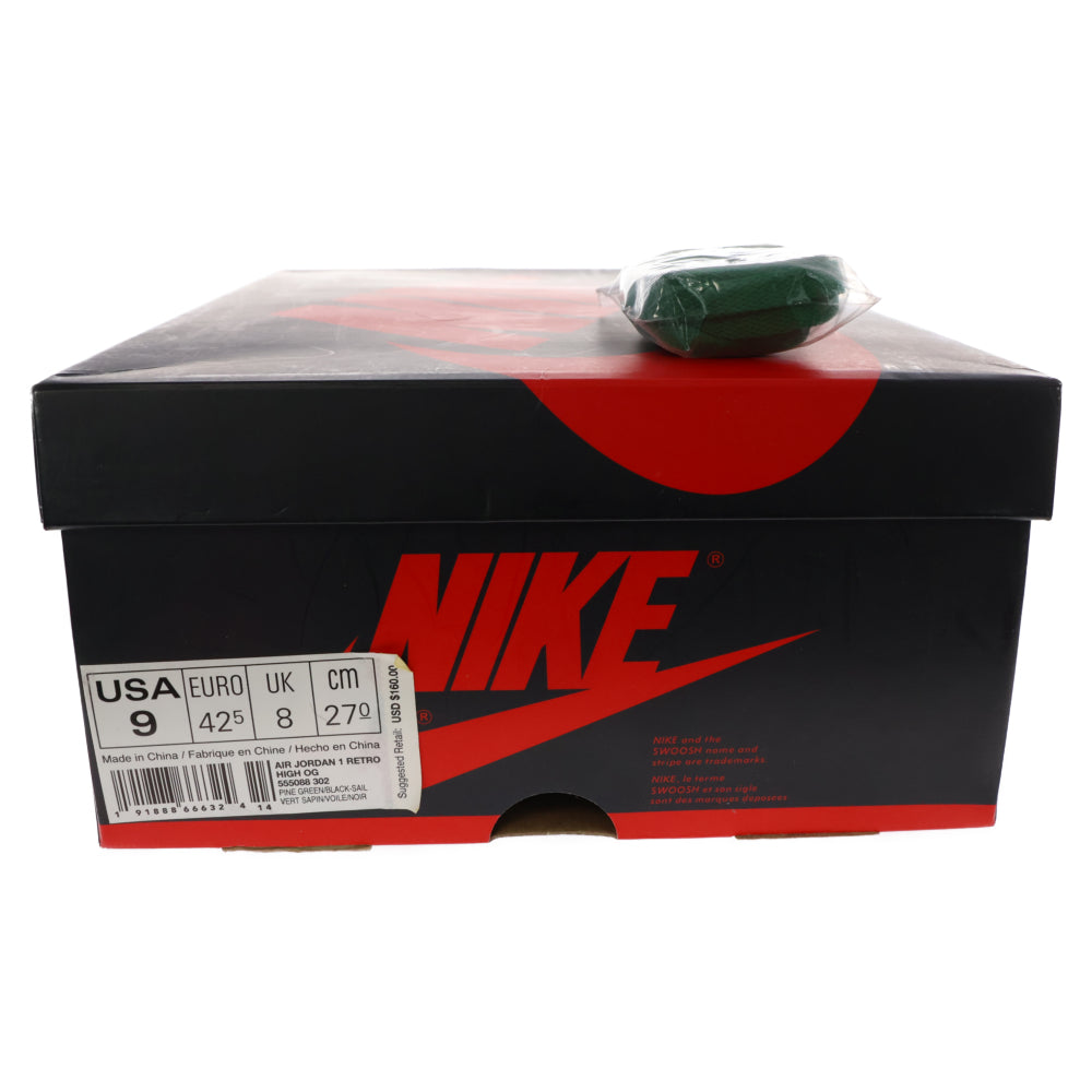 NIKE(ナイキ) AIR JORDAN 1 RETRO HIGH OG PINE GREEN エア ジョーダン 1 レトロ ハイ パイン グリーン ハイカットスニーカー ブラック/グリーン US9/27cm 555088-302