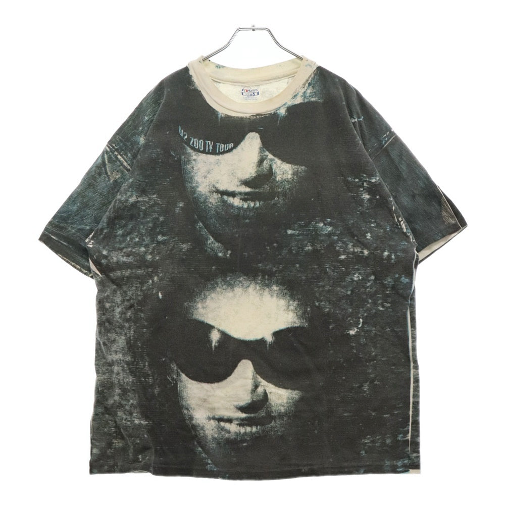 VINTAGE(ヴィンテージ) 90s U2 ZOO TV Over Print Tour Tee オーバープリント ツアープリント 半袖Tシャツ カットソー ブラック/ホワイト
