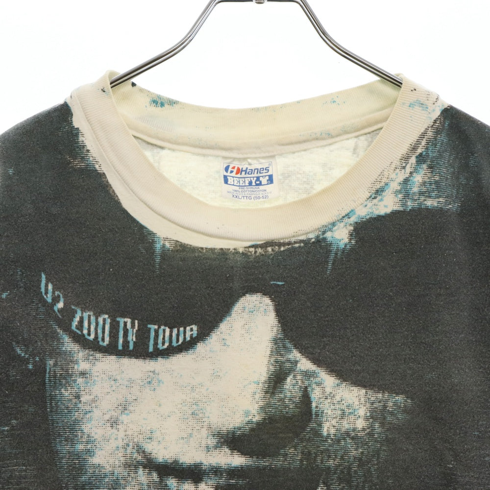 VINTAGE(ヴィンテージ) 90s U2 ZOO TV Over Print Tour Tee オーバープリント ツアープリント 半袖Tシャツ カットソー ブラック/ホワイト