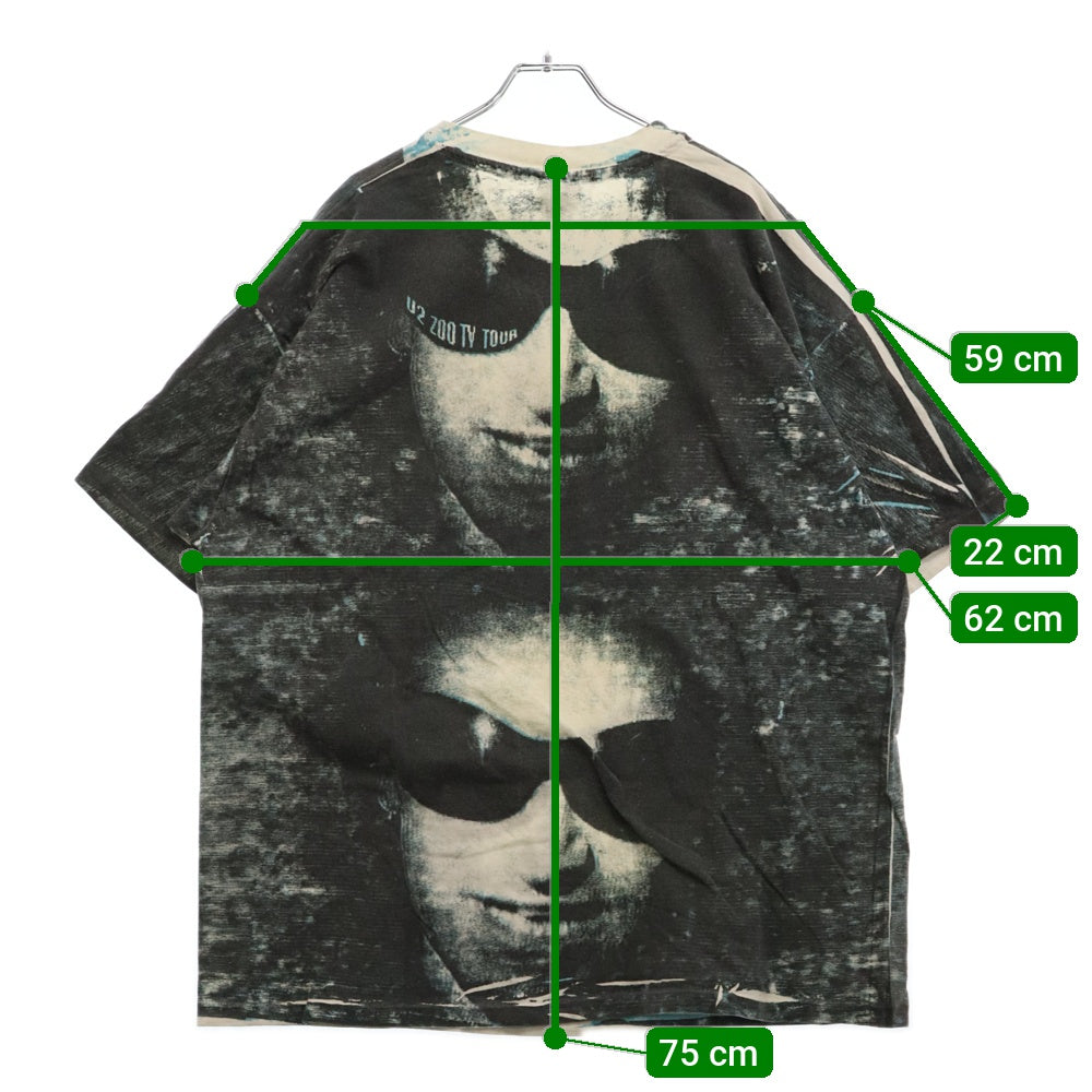 VINTAGE(ヴィンテージ) 90s U2 ZOO TV Over Print Tour Tee オーバープリント ツアープリント 半袖Tシャツ カットソー ブラック/ホワイト