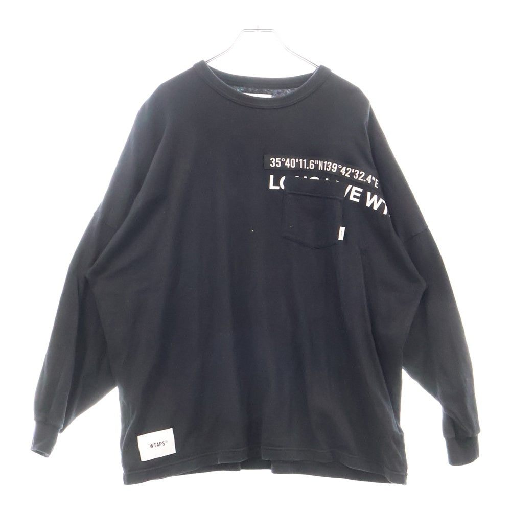 WTAPS(ダブルタップス) 22AW WTUBE L/S TEE フロントポケット ロングスリーブ 長袖Tシャツ ブラック 222ATDT-CSM11