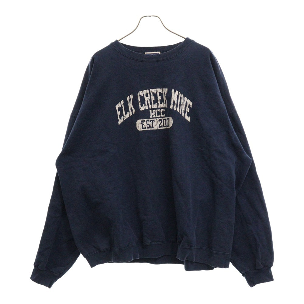 Hanes(ヘインズ) 90s フロントプリント クルーネックスウェットトレーナー ネイビー