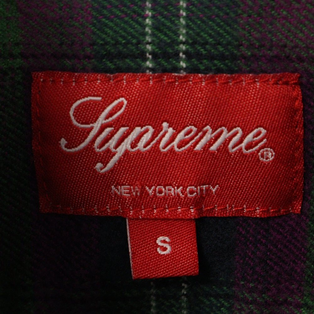 SUPREME(シュプリーム) 22SS Brushed Plaid Flannei Shirt ブラッシュドプレイド フランネル 長袖シャツ ブラック/パープル