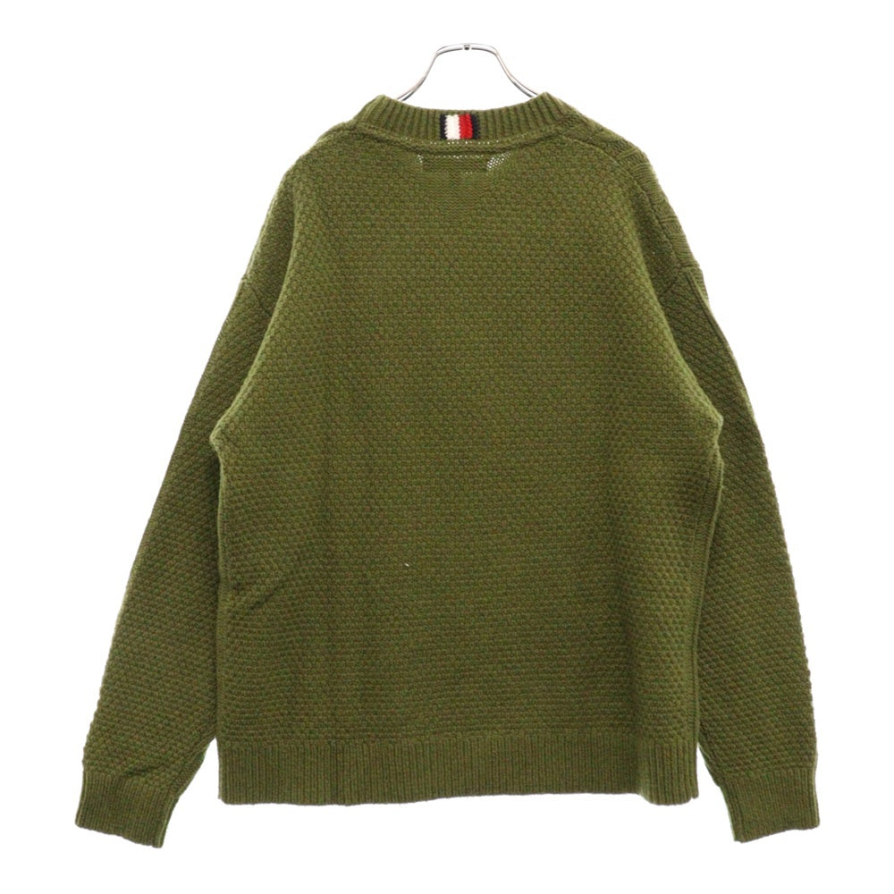 TOMMY HILFIGER(トミーヒルフィガー) CABLE MONOTYPE CREW NECK ケーブルモノタイプ フロントロゴ クルーネックニットセーター カーキ MW33082