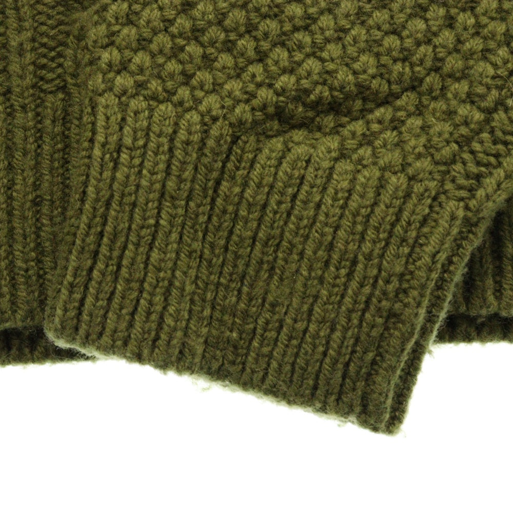 TOMMY HILFIGER(トミーヒルフィガー) CABLE MONOTYPE CREW NECK ケーブルモノタイプ フロントロゴ クルーネックニットセーター カーキ MW33082