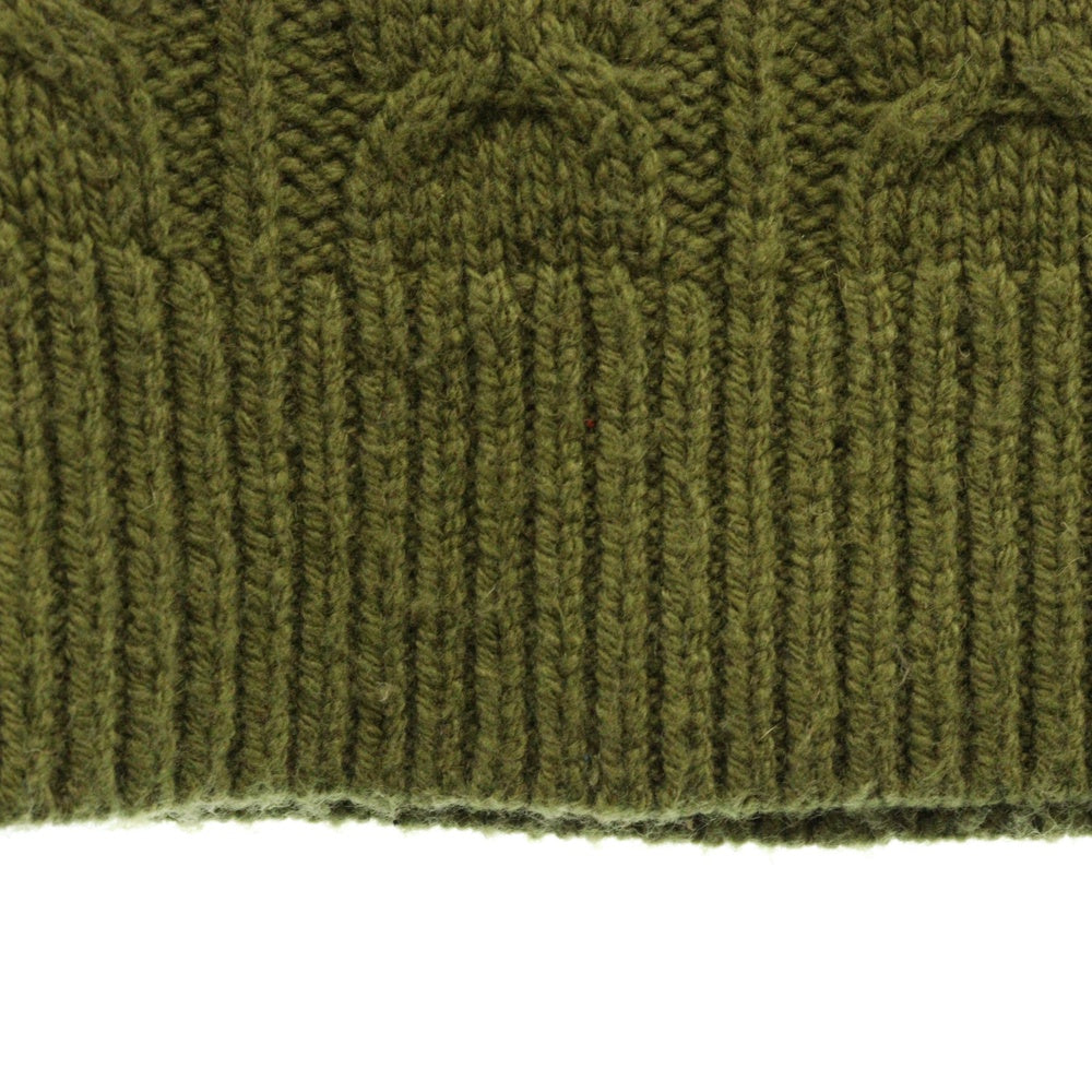 TOMMY HILFIGER(トミーヒルフィガー) CABLE MONOTYPE CREW NECK ケーブルモノタイプ フロントロゴ クルーネックニットセーター カーキ MW33082