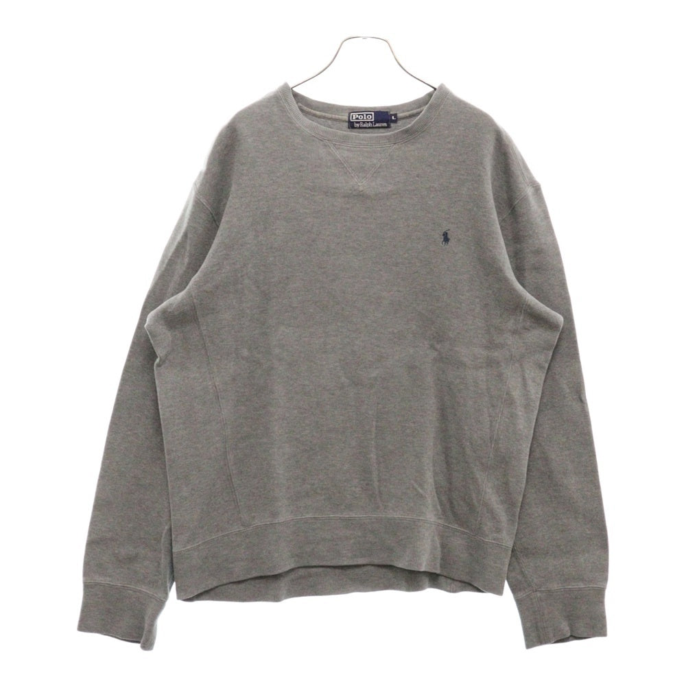 POLO RALPH LAUREN(ポロラルフローレン) ポニー刺繍 Vガゼット クルーネックスウェットトレーナー グレー KK-RL-LW-0501