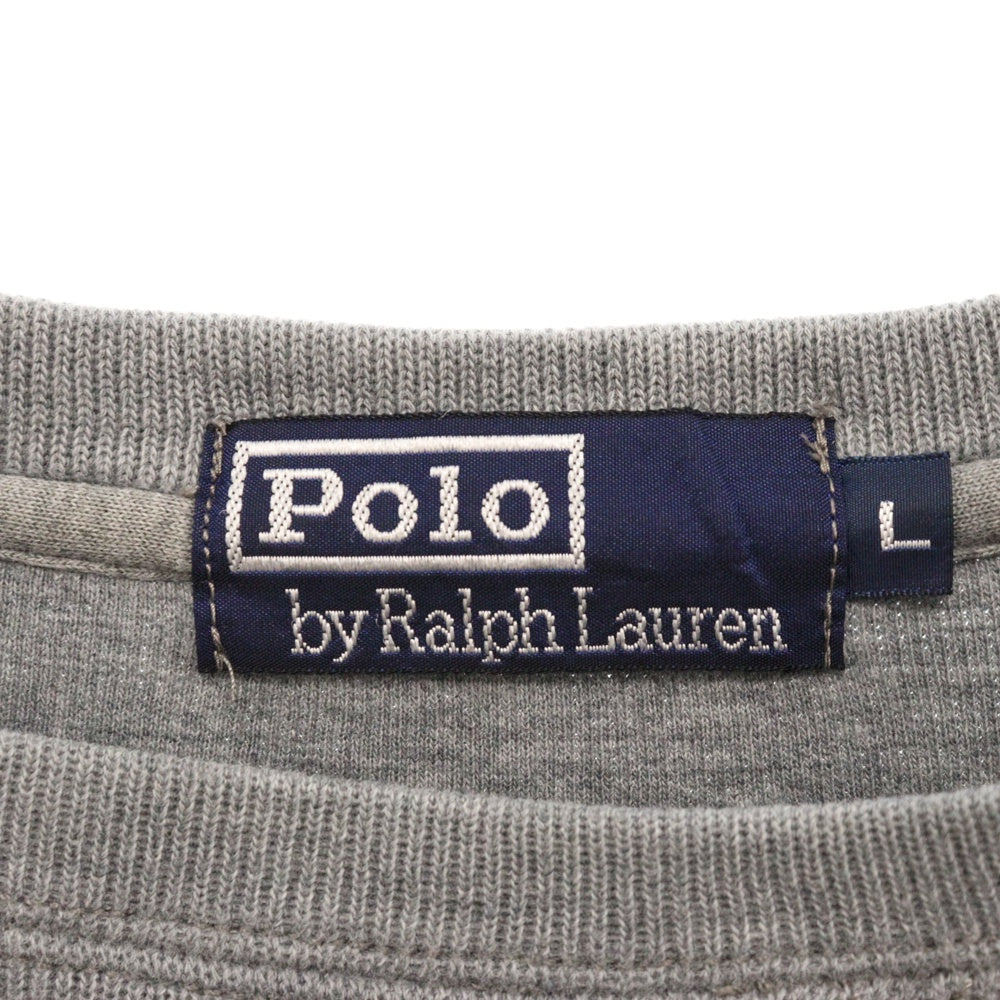 POLO RALPH LAUREN(ポロラルフローレン) ポニー刺繍 Vガゼット クルーネックスウェットトレーナー グレー KK-RL-LW-0501