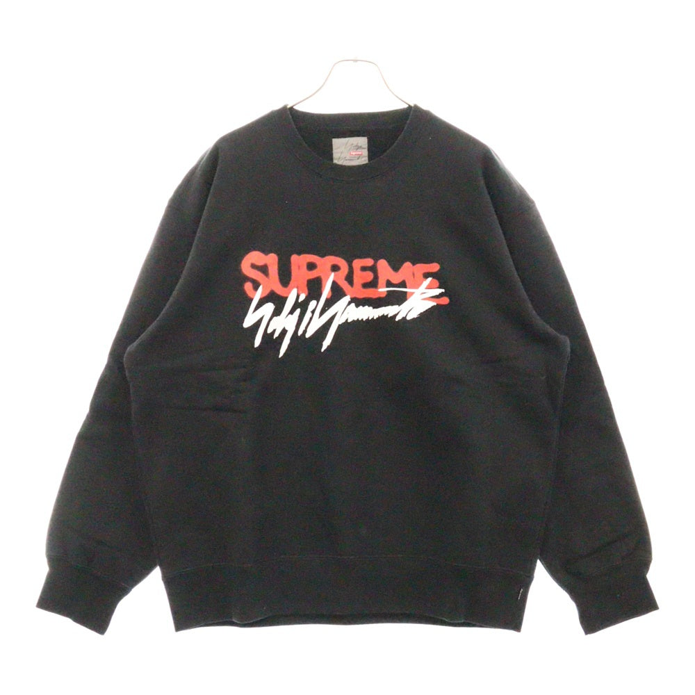 SUPREME(シュプリーム) 20AW ×Yohji Yamamoto Crewneck ヨウジヤマモト フロントロゴプリント クルーネックスウェットトレーナー ブラック