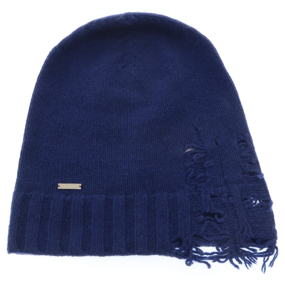 DSQUARED2(ディースクエアード) 10AW クラッシュ加工 カシミヤ ニットキャップ ビーニー 帽子 ネイビー S72TC062 S13814