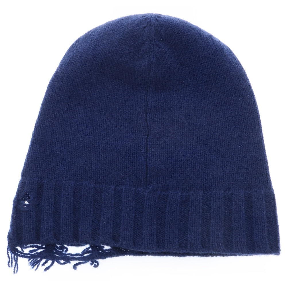 DSQUARED2(ディースクエアード) 10AW クラッシュ加工 カシミヤ ニットキャップ ビーニー 帽子 ネイビー S72TC062 S13814