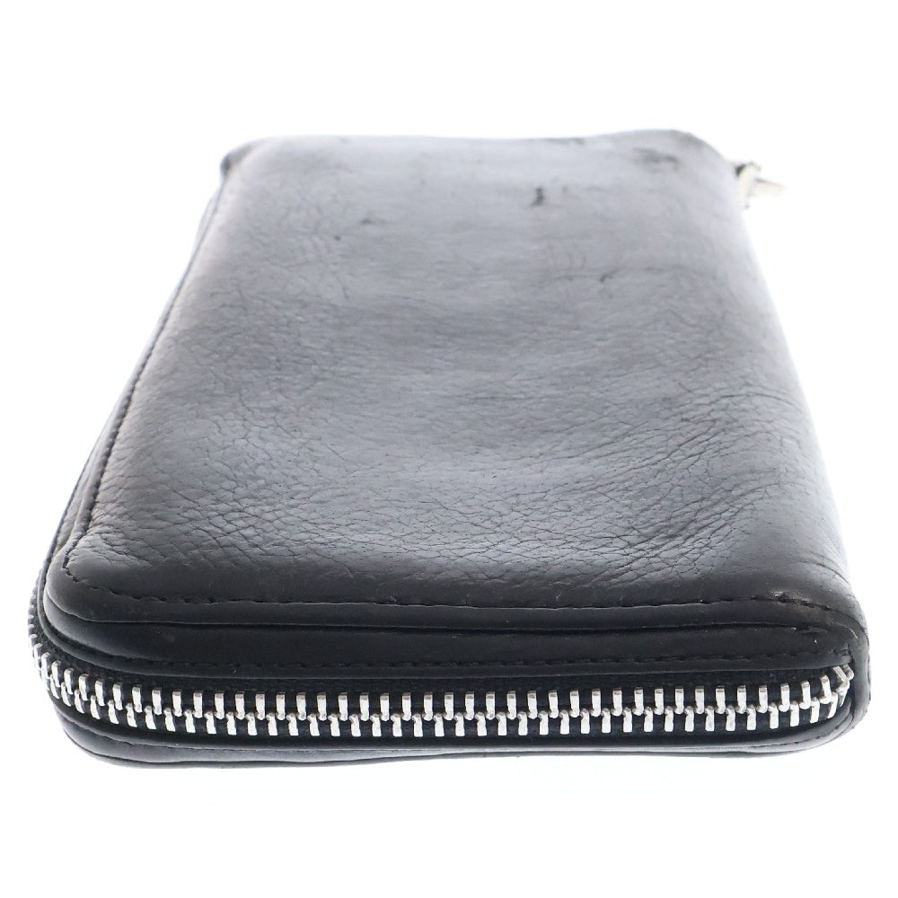 CHROME HEARTS(クロムハーツ) REC F ZIP #2 SCRL LABEL スクロールラベル ダガー ラウンドジップ レザー ロングウォレット 長財布 ブラック