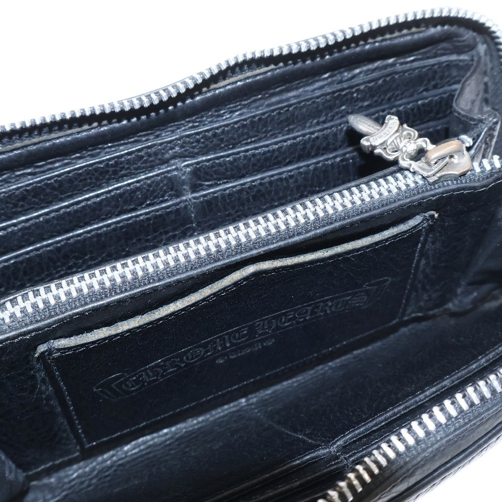 CHROME HEARTS(クロムハーツ) REC F ZIP #2 SCRL LABEL スクロールラベル ダガー ラウンドジップ レザー ロングウォレット 長財布 ブラック