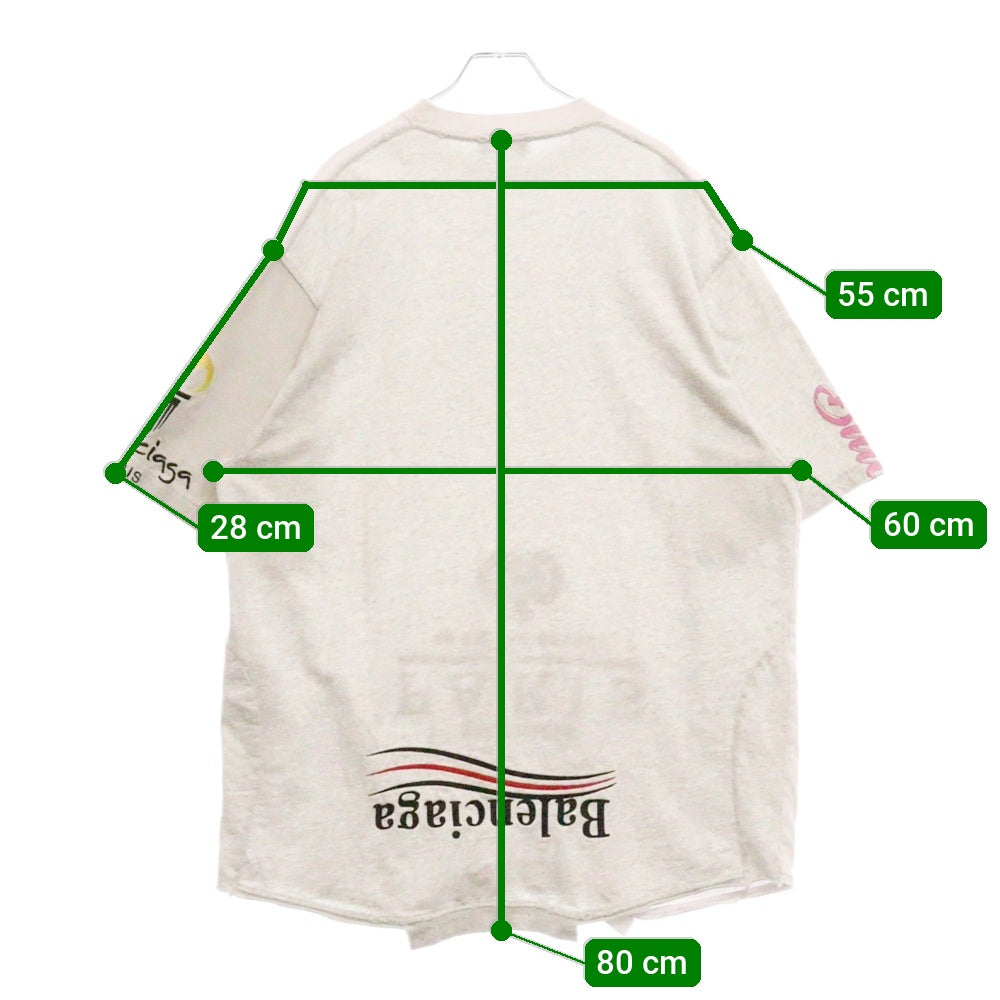 BALENCIAGA(バレンシアガ) 22SS UPSIDE DOWN アップサイド ダウン ダメージ加工 リメイク 半袖 Tシャツカットソー698811 ホワイト/グレー