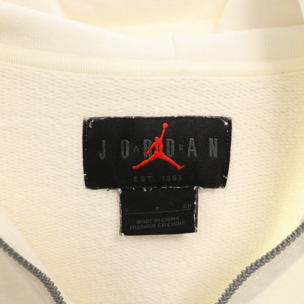 NIKE(ナイキ) ×Travis Scott JORDAN BRAND Pullover Hoodie×トラヴィススコット カクタス ジャック ジョーダンブランド ロゴ 刺繍プリント ジップアップパーカー ホワイト DZ5500-133