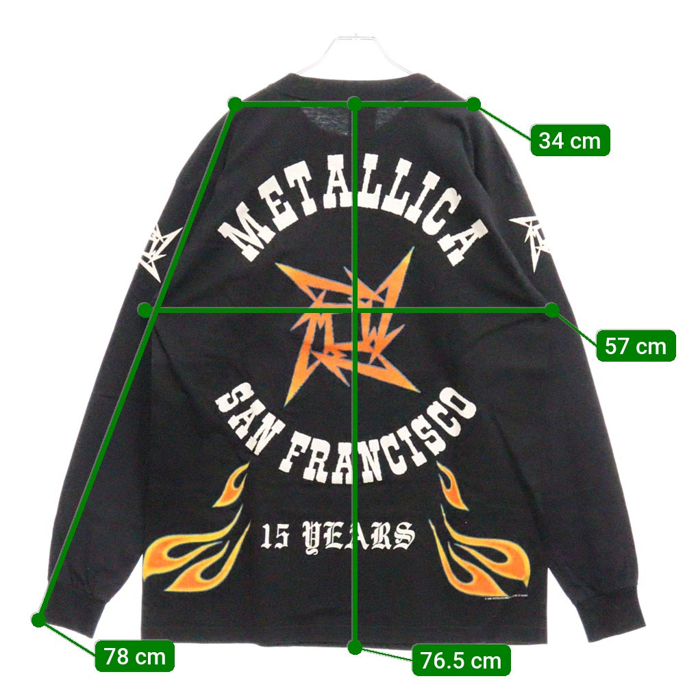 VINTAGE(ヴィンテージ) 90s METALLICA SAN FRANCISCO 15 YEARS LS TEE メタリカ サンフランシスコ 15周年記念 両面プリント長袖Tシャツ カットソー ブラック
