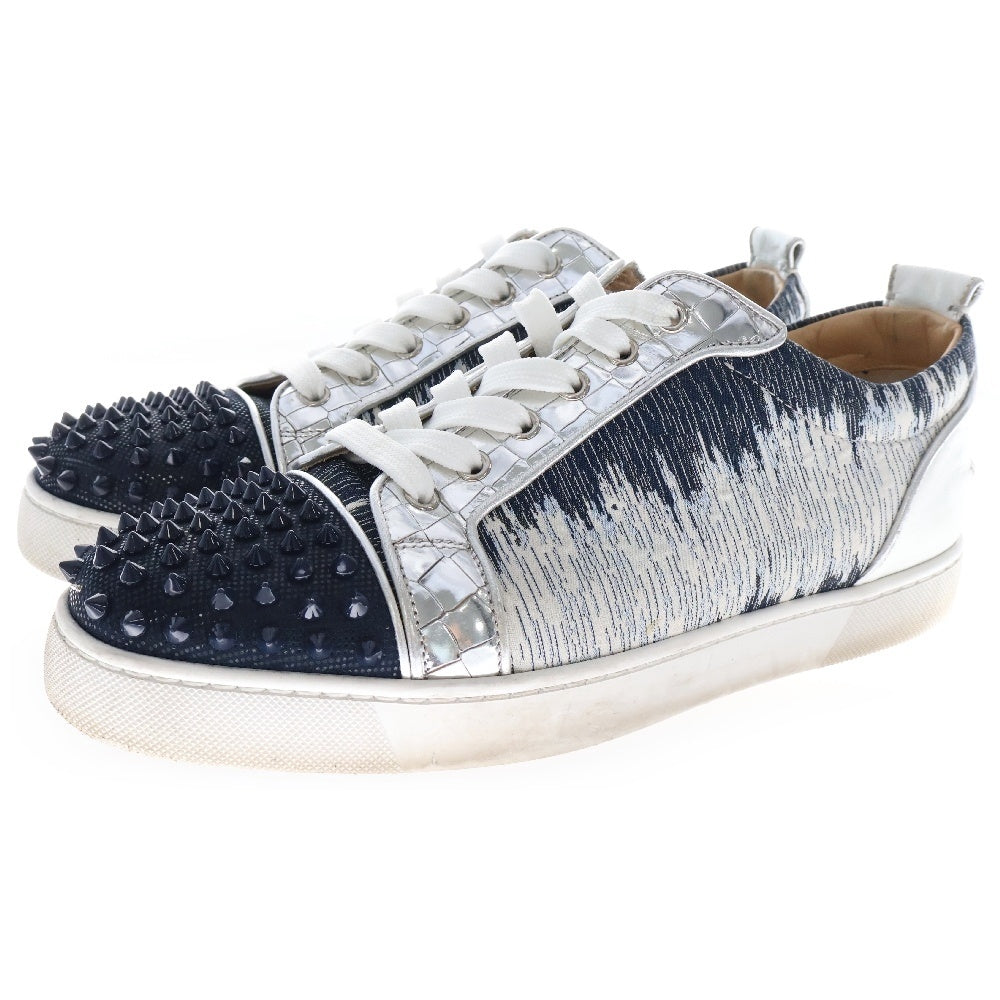 CHRISTIAN LOUBOUTIN(クリスチャンルブタン) Louis Junior Spikes Orlato ルイスジュニアスパイク オルラト スタッズ切替 ローカットスニーカー ネイビー/ホワイト 1220842