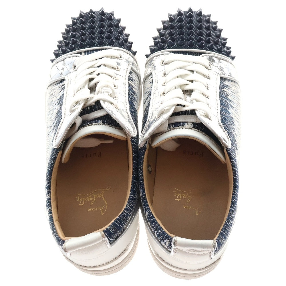 CHRISTIAN LOUBOUTIN(クリスチャンルブタン) Louis Junior Spikes Orlato ルイスジュニアスパイク オルラト スタッズ切替 ローカットスニーカー ネイビー/ホワイト 1220842