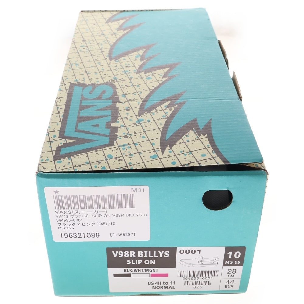 VANS(ヴァンズ) ×BILLYS V98R BILLYS 3rd ANNIVERSARY SLIP ON ビリーズ 3周年記念 スリッポン ローカットスニーカー ブラック/ホワイト/ピンク US10/28cm 564955-0001