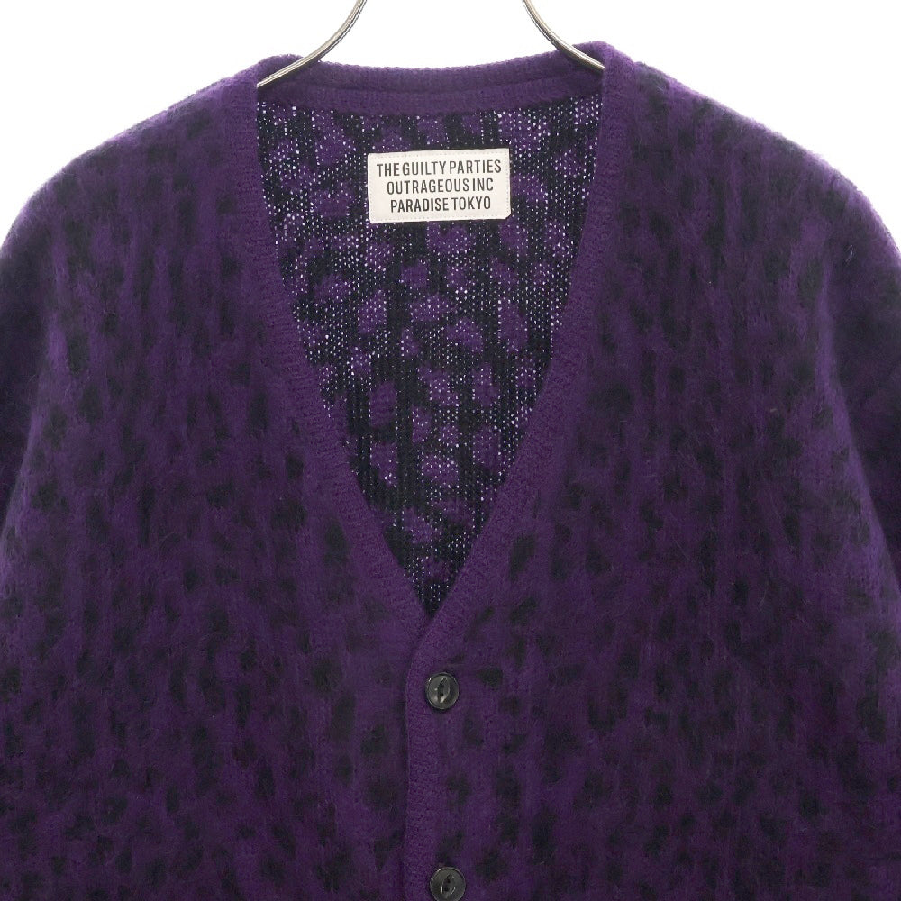 WACKO MARIA(ワコマリア) 22AW LEOPARD HEAVY MOHAIR CARDIGAN レオパード モヘアカーディガン パープル 22FW-WMK-KN07