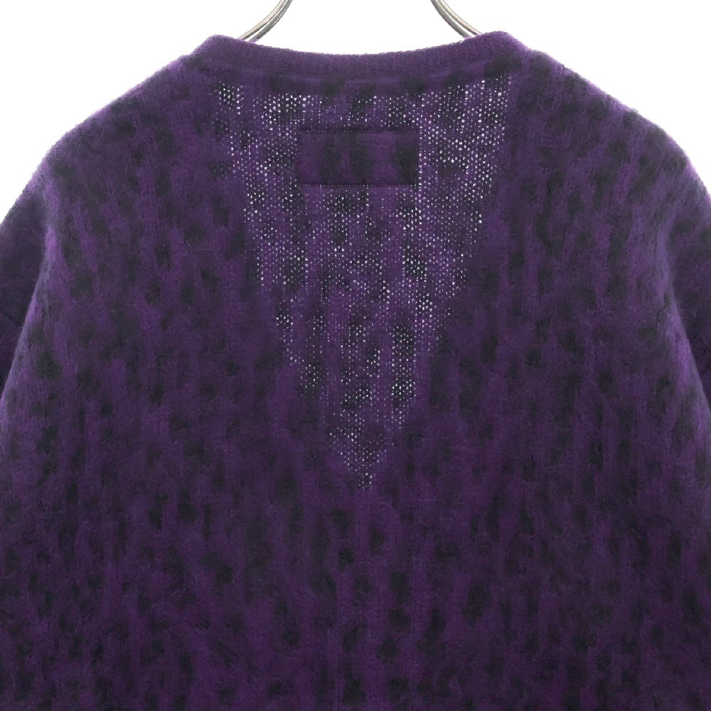 WACKO MARIA(ワコマリア) 22AW LEOPARD HEAVY MOHAIR CARDIGAN レオパード モヘアカーディガン パープル 22FW-WMK-KN07