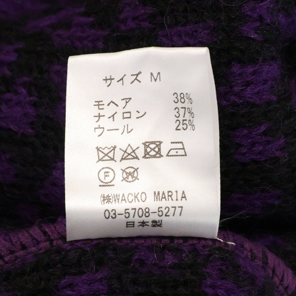 WACKO MARIA(ワコマリア) 22AW LEOPARD HEAVY MOHAIR CARDIGAN レオパード モヘアカーディガン パープル 22FW-WMK-KN07