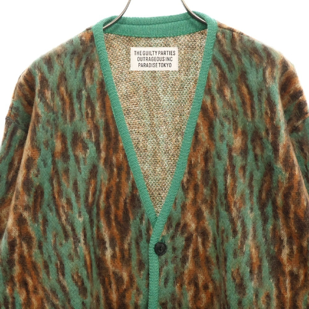 WACKO MARIA(ワコマリア) 22AW LEOPARD HEAVY MOHAIR CARDIGAN レオパード モヘアカーディガン グリーン/ブラウン 22FW-WMK-KN13