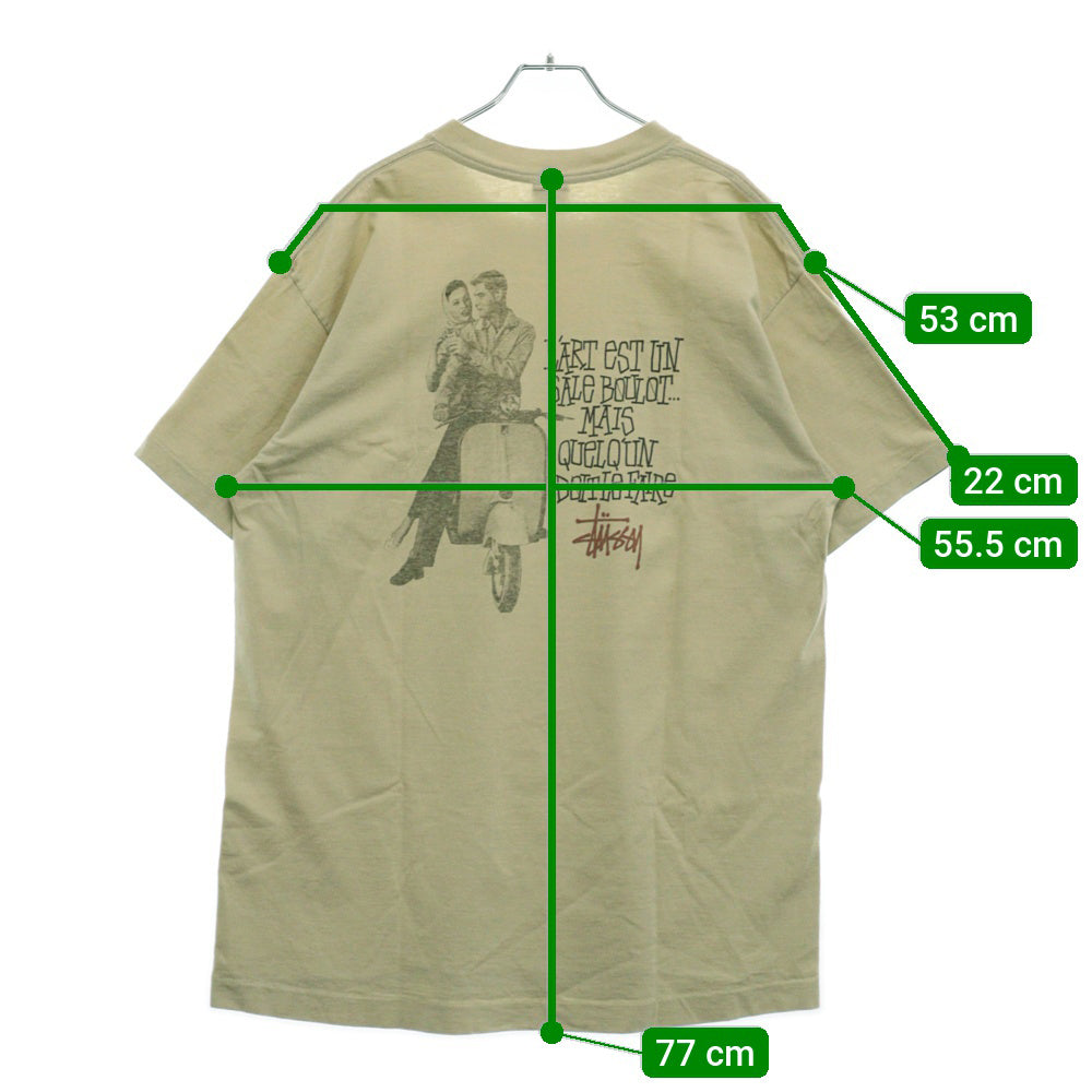 STUSSY(ステューシー) 80s OLD STUSSY オールドステューシー ローマの休日 プリント 半袖Tシャツ カットソー カーキ