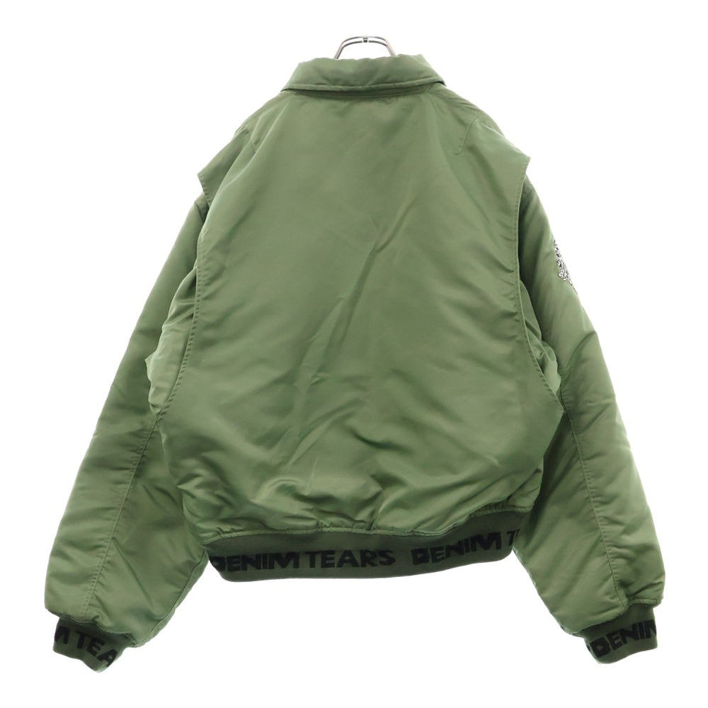 DENIMTEARS(デニムティアーズ) Trans-Atlantic Flight Bomber トランス アトランティック ワッペン ナイロン ジップアップ フライト ボンバー ジャケット カーキ