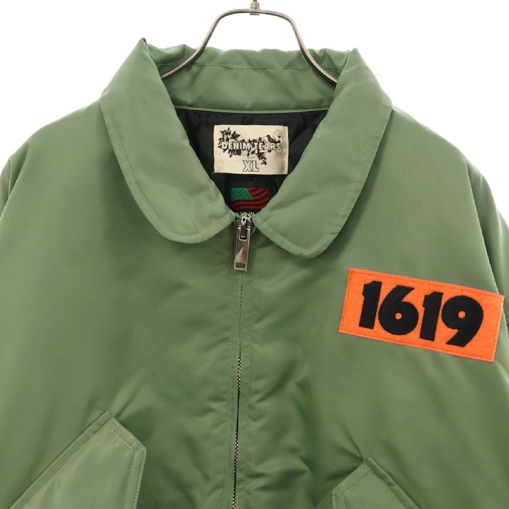 DENIMTEARS(デニムティアーズ) Trans-Atlantic Flight Bomber トランス アトランティック ワッペン ナイロン ジップアップ フライト ボンバー ジャケット カーキ