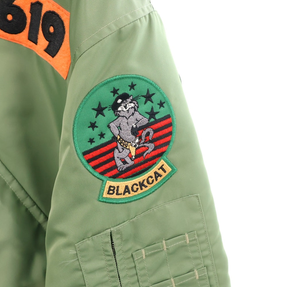 DENIMTEARS(デニムティアーズ) Trans-Atlantic Flight Bomber トランス アトランティック ワッペン ナイロン ジップアップ フライト ボンバー ジャケット カーキ