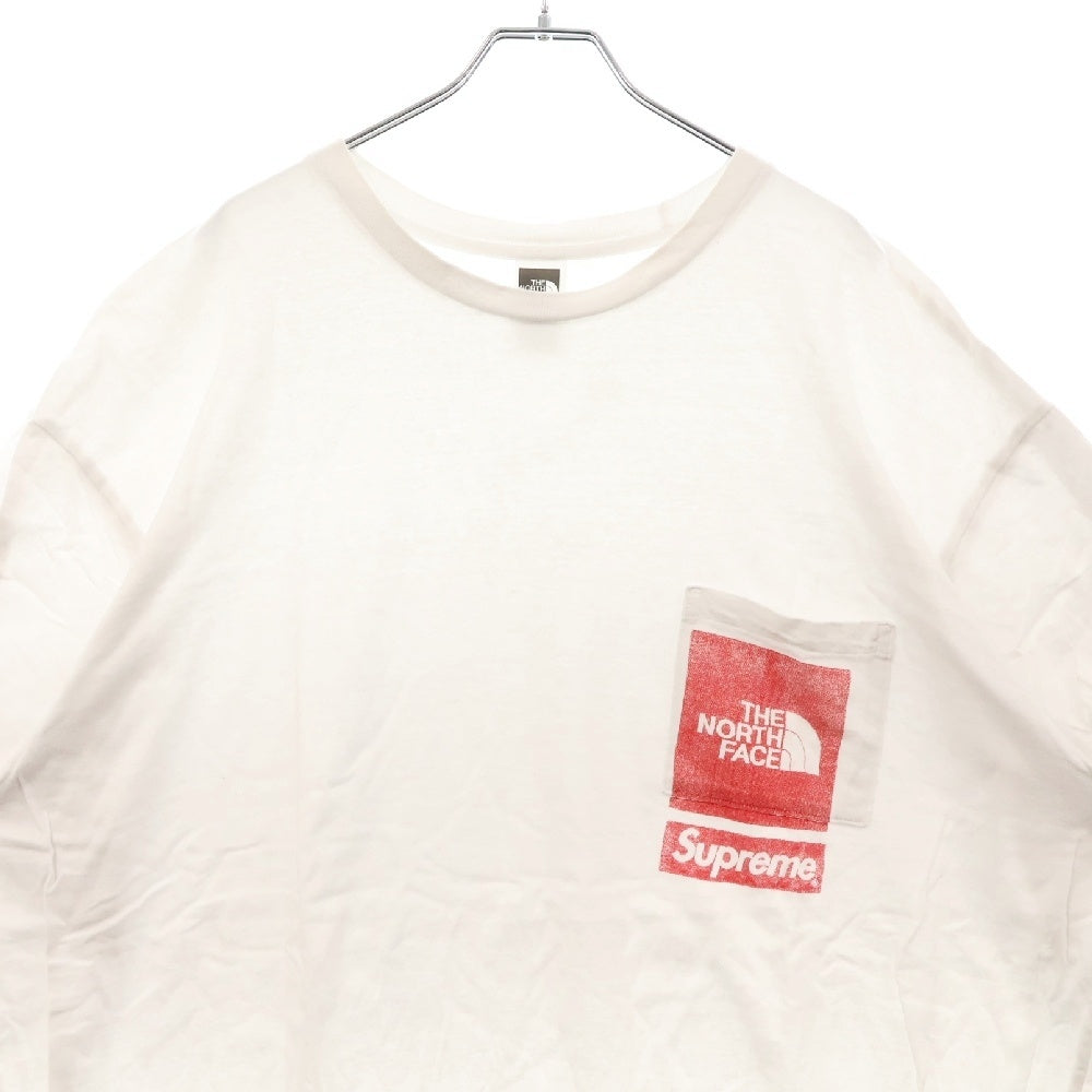 SUPREME(シュプリーム) 23SS ×THE NORTH FACE Printed Pocket Tee ザ ノースフェイス ポケット ロゴプリント 半袖Tシャツカットソー ホワイト NT02309I