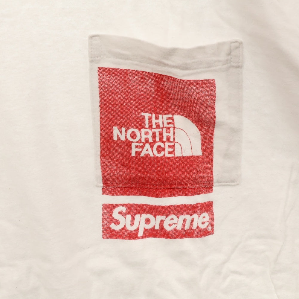 SUPREME(シュプリーム) 23SS ×THE NORTH FACE Printed Pocket Tee ザ ノースフェイス ポケット ロゴプリント 半袖Tシャツカットソー ホワイト NT02309I