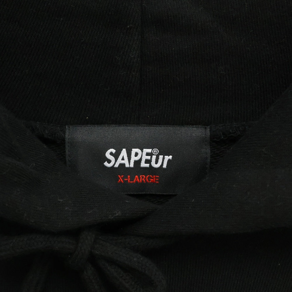 SAPEur(サプール) セメントロゴ フーディー プルオーバー パーカー ブラック