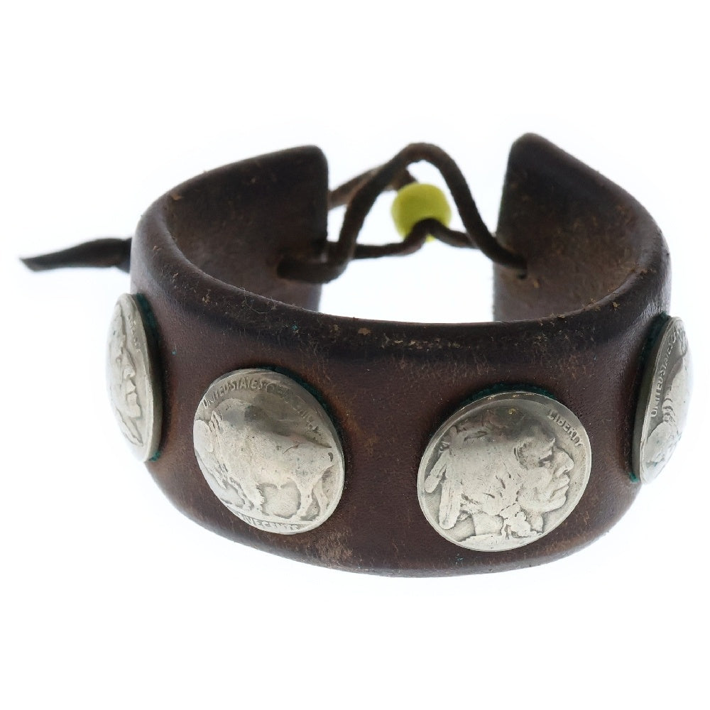 goro's(ゴローズ) 5セント コンチョ付き レザーブレスレット ブラウン