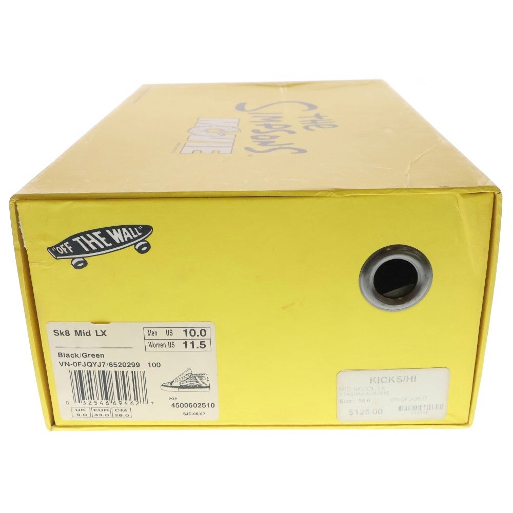 VANS(ヴァンズ) ×Simpsons ×Stash Sk8 Mid LX シンプソンズ スタッシュ スケート ミッドカットスニーカー ブラック/グリーン US10/28cm VN-0FJQYJ7/6520299