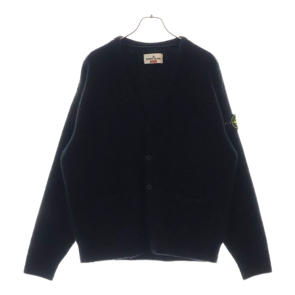 STONE ISLAND(ストーンアイランド) ×23AW SUPREME Boucle Cardigan シュプリーム ロゴ刺繍 ブークレカーディガン ブラック 7925501SB