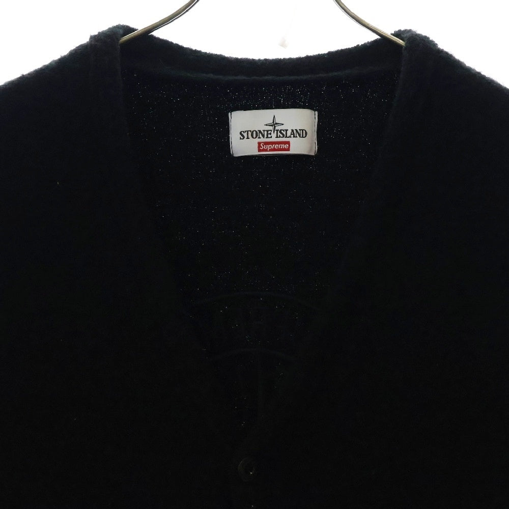 STONE ISLAND(ストーンアイランド) ×23AW SUPREME Boucle Cardigan シュプリーム ロゴ刺繍 ブークレカーディガン ブラック 7925501SB
