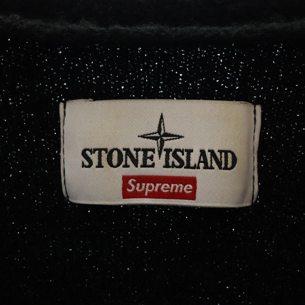 STONE ISLAND(ストーンアイランド) ×23AW SUPREME Boucle Cardigan シュプリーム ロゴ刺繍 ブークレカーディガン ブラック 7925501SB