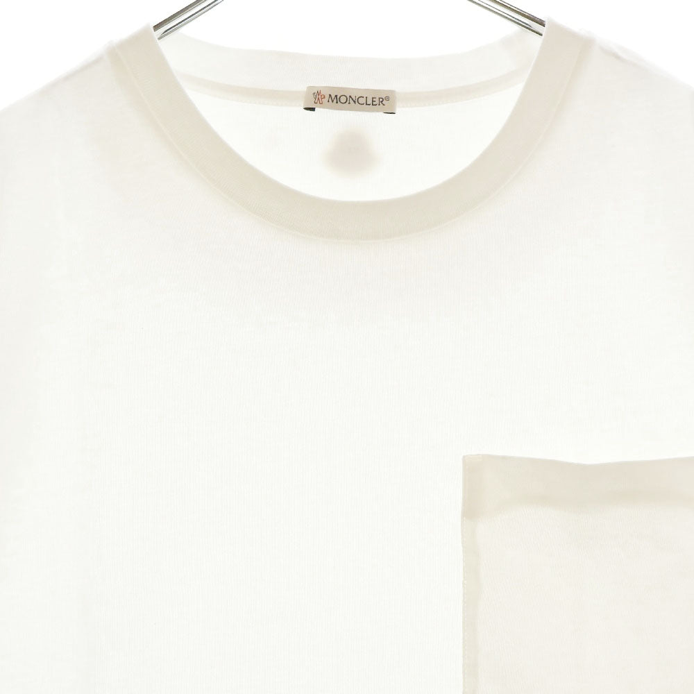 MONCLER(モンクレール) 19AW MAGLIA T-SHIRT マリア フロントポケット 半袖Tシャツ カットソー ホワイト E20918049000 8390T