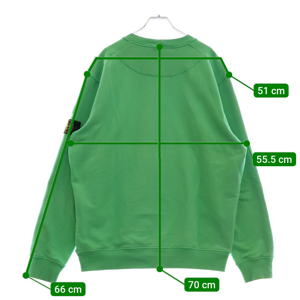 STONE ISLAND(ストーンアイランド) 22AW Brushed Cotton Crew Neck Sweat ロゴワッペン ブラッシュ コットン クルーネック スウェットトレーナー グリーン 771563020 V0052