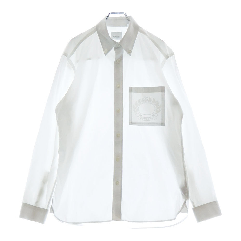 BURBERRY(バーバリー) Chapling Shirt ポケットロゴ刺繍 ボタンダウン 長袖シャツ ホワイト 8064874