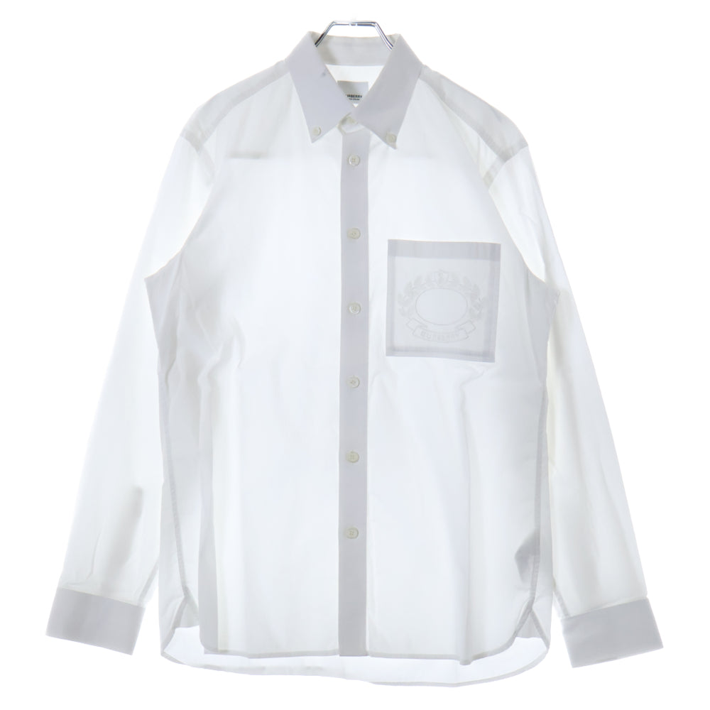 BURBERRY(バーバリー) Chapling Shirt ポケットロゴ刺繍 ボタンダウン 長袖シャツ ホワイト 8064874