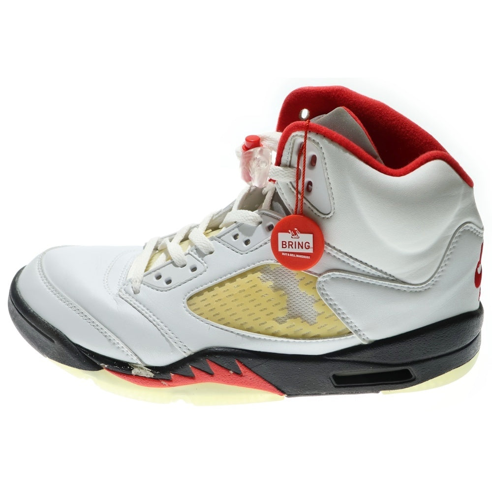 NIKE(ナイキ) 【観賞用】2000年製 AIR JORDAN 5 RETRO FIRE RED エアジョーダン5 レトロ ファイヤーレッド ハイカットスニーカー ホワイト/レッド US9.5/27.5cm 136027-101